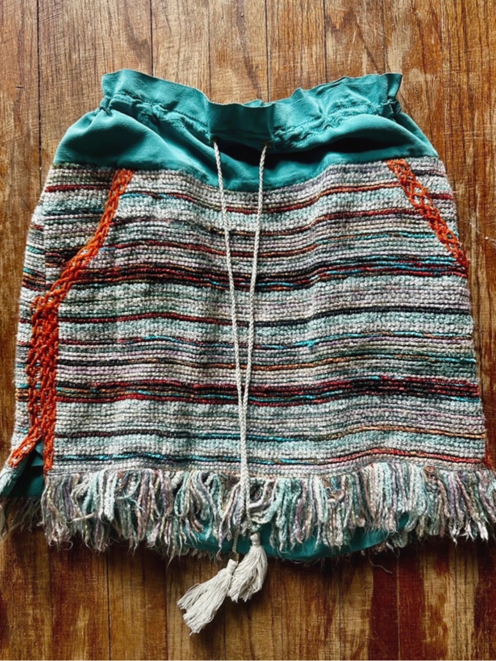 Tory Burch Gasparina Silk Yarn Fringe Boho Skirt.